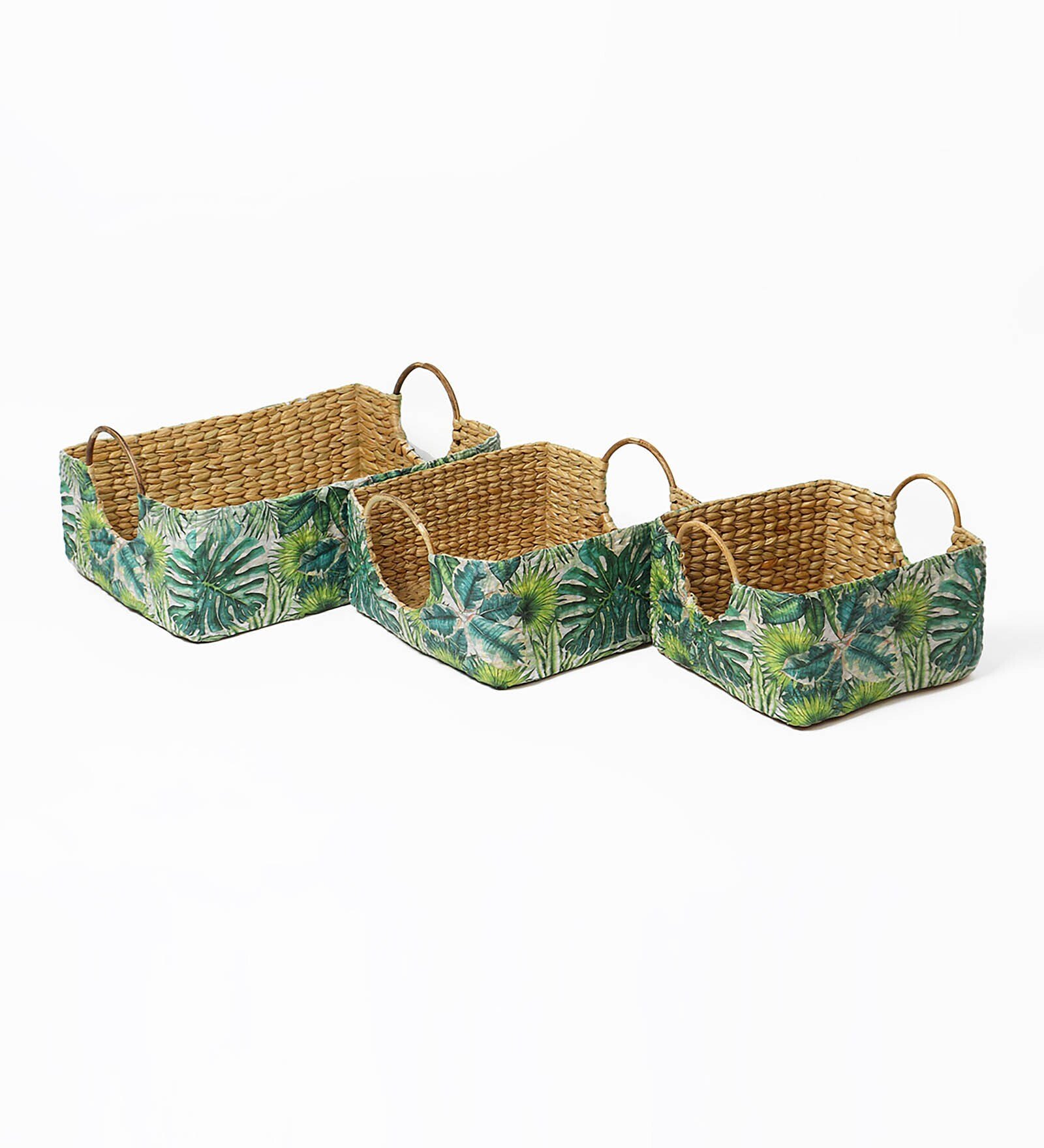 Multicolor Natural Fibre Set of 3 Basket